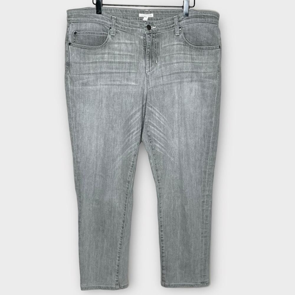 EILEEN FISHER light gray stretch slim jeans size 14 - Picture 2 of 6